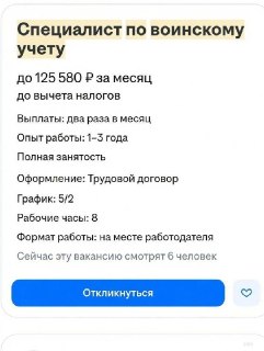 Спрос на специалистов по воинскому учёту в России вырос на 50%